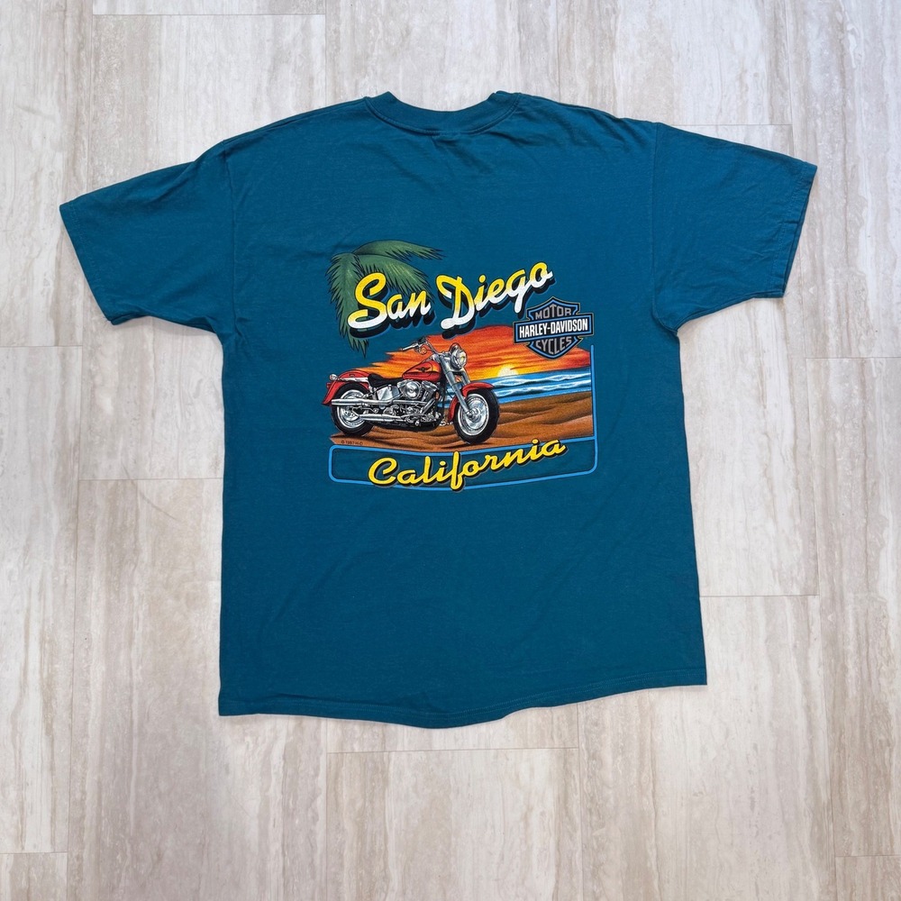 Vintage 1997 Harley Davidson San Diego RK Stratman T-Shirt Hanes Beefy XL USA
